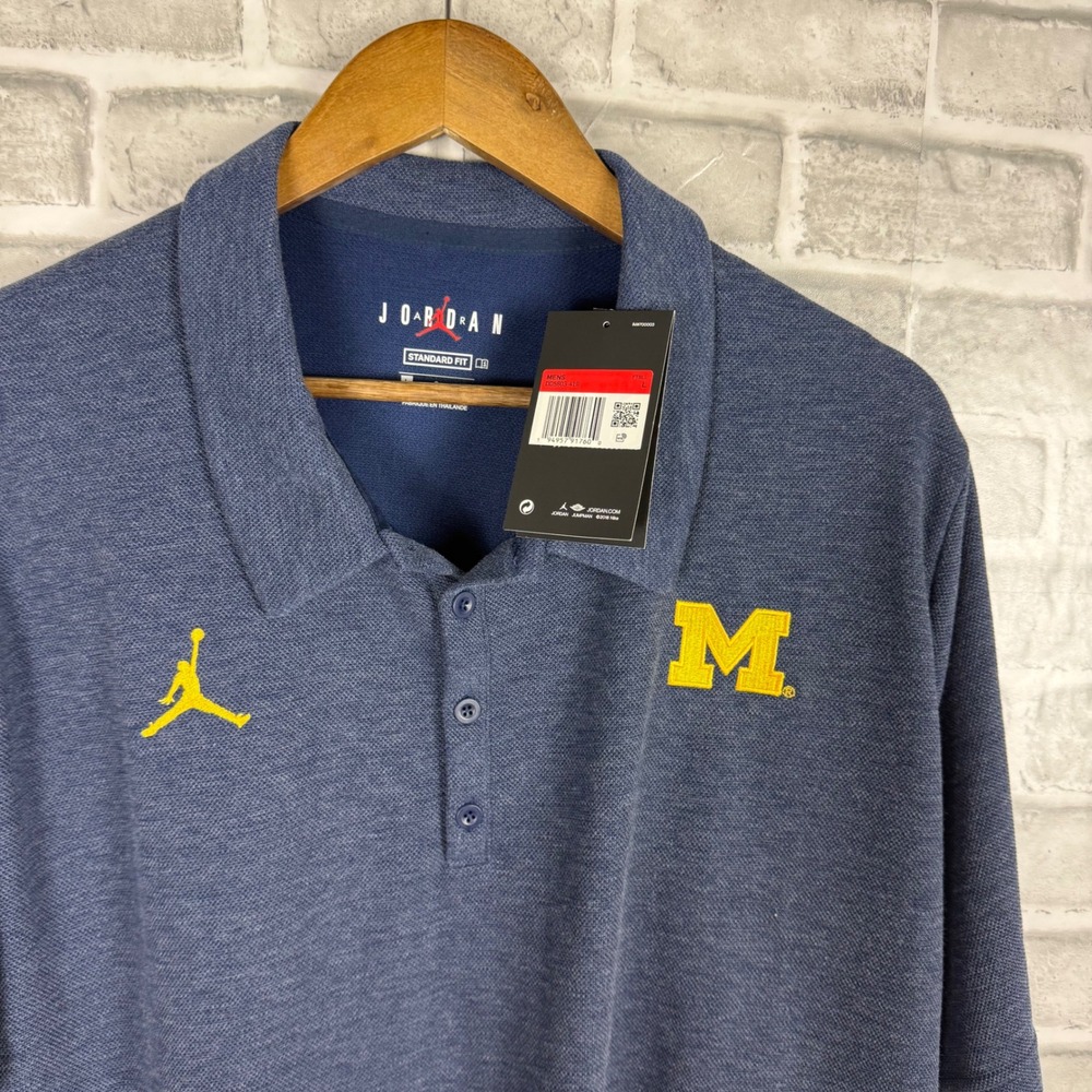 Jordan Michigan Wolverines Dri-FIT Polo Shirt Navy Blue Mens L DD5603-419 NEW